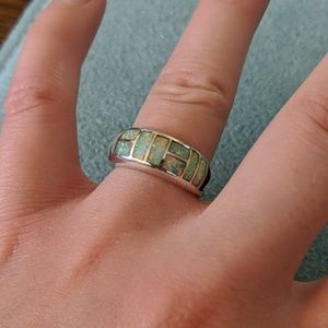 Size 5 sterling silver opal ring